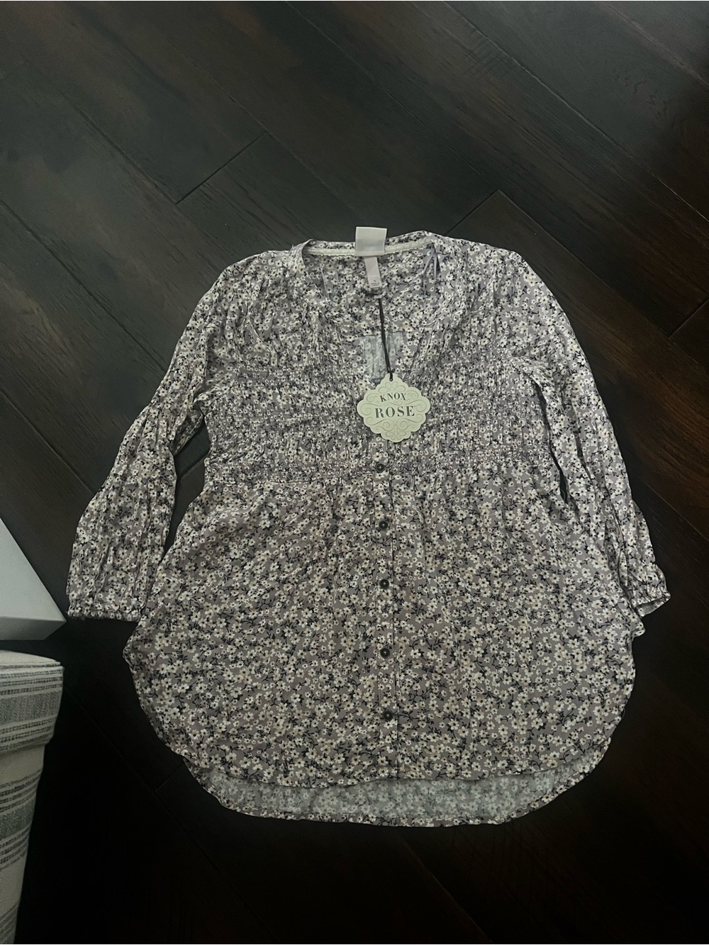Floral Button-Front Women's Top in Lavender